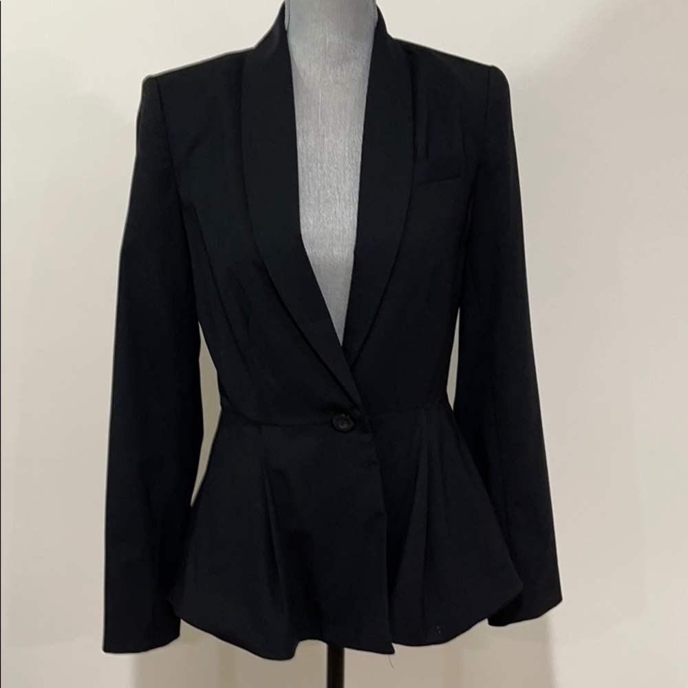 Alice and Olivia Employed Black peplum blazer wool